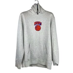 HUF Light Heather Grey Hoodie New York Knicks Style HUF Logo Skate Apparel SizeM